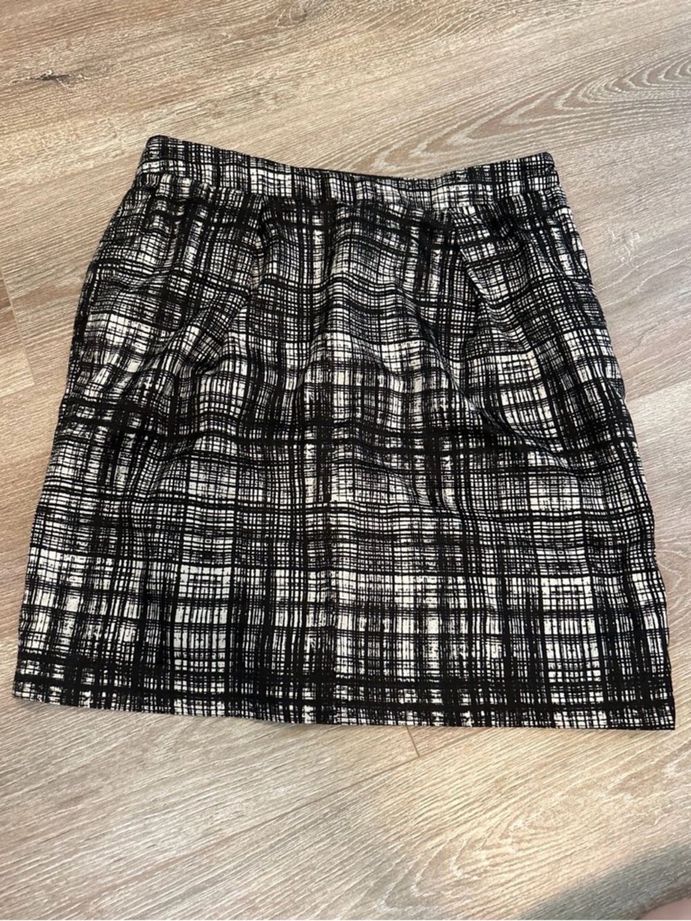 LOFT Black and White Mini Skirt with Grid Plaid